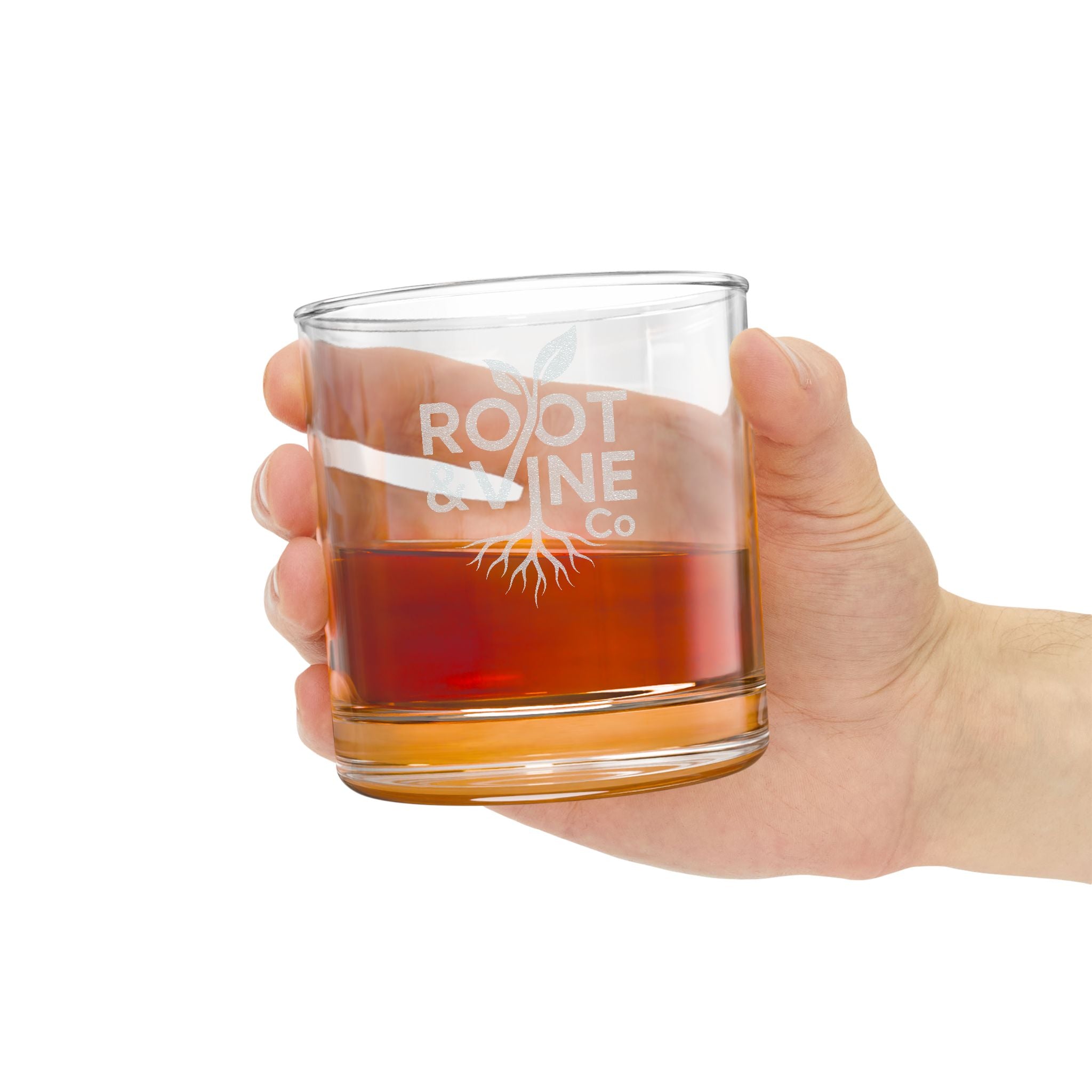 Engraved 10.5oz Whiskey Glass — Root & Vine Logo Rocks Glass